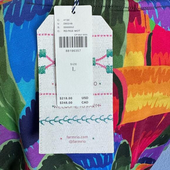 NWT Farm Rio Short-Sleeve Cutout Midi Dress. Size L - Picture 6 of 7